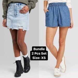 2 Pcs Set Denim Shorts Skirt Jeans